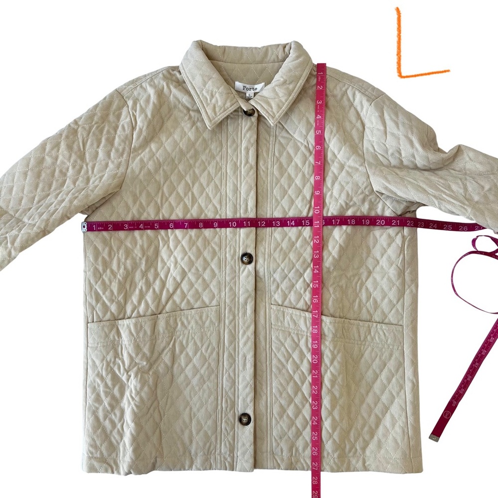Diamond Quilted Corduroy Button-Up Jacket in Ecru - Picture 15 of 16